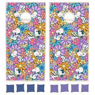 Snoopy & Woodstock Flower Pattern Cornhole Set
