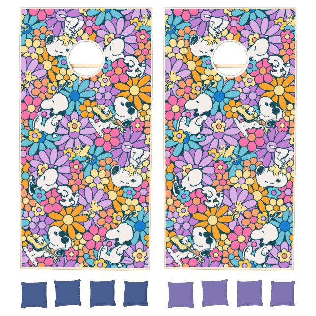 Snoopy & Woodstock Flower Pattern Cornhole Set (Set)