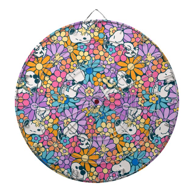 Snoopy & Woodstock Flower Pattern Dart Board (Front)