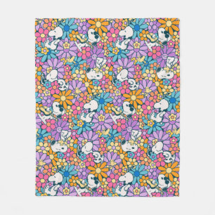 Snoopy & Woodstock Flower Pattern Fleece Blanket