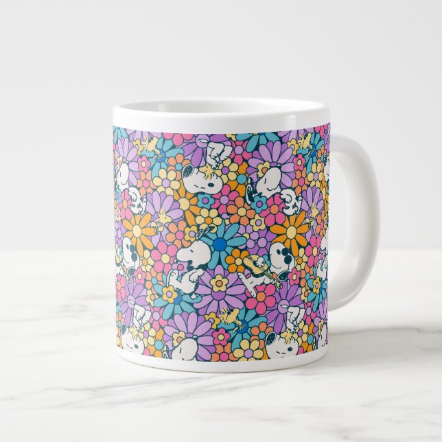Snoopy & Woodstock Flower Pattern Giant Coffee Mug (Front Right)