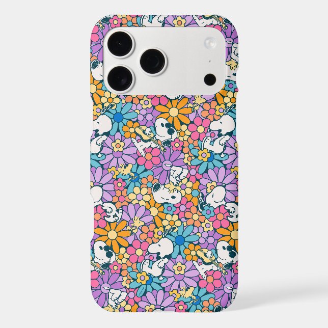 Snoopy & Woodstock Flower Pattern Iphone Case (Back)