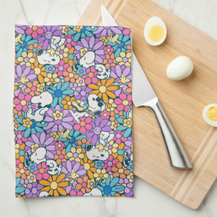 Snoopy & Woodstock Flower Pattern Kitchen Towel