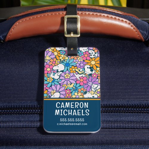 Snoopy  Woodstock Flower Pattern Luggage Tag