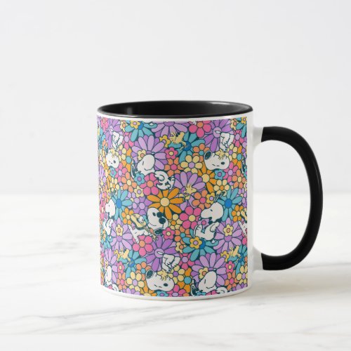 Snoopy  Woodstock Flower Pattern Mug