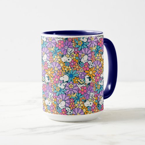 Snoopy  Woodstock Flower Pattern Mug