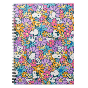 Snoopy & Woodstock Flower Pattern Notebook