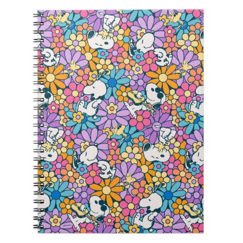 Snoopy  Woodstock Flower Pattern Notebook