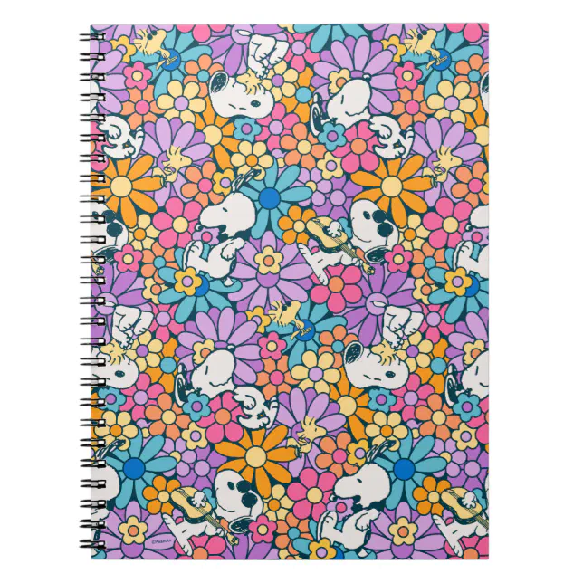 Snoopy & Woodstock Flower Pattern Notebook | Zazzle
