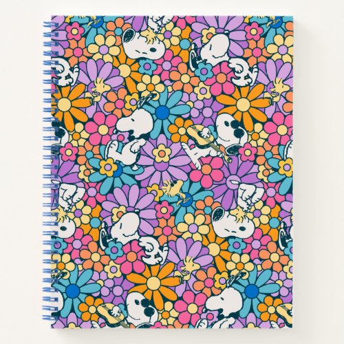 Snoopy  Woodstock Flower Pattern Notebook