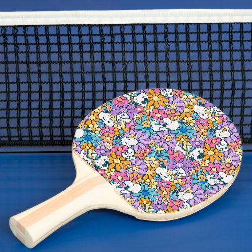 Snoopy  Woodstock Flower Pattern Ping Pong Paddle