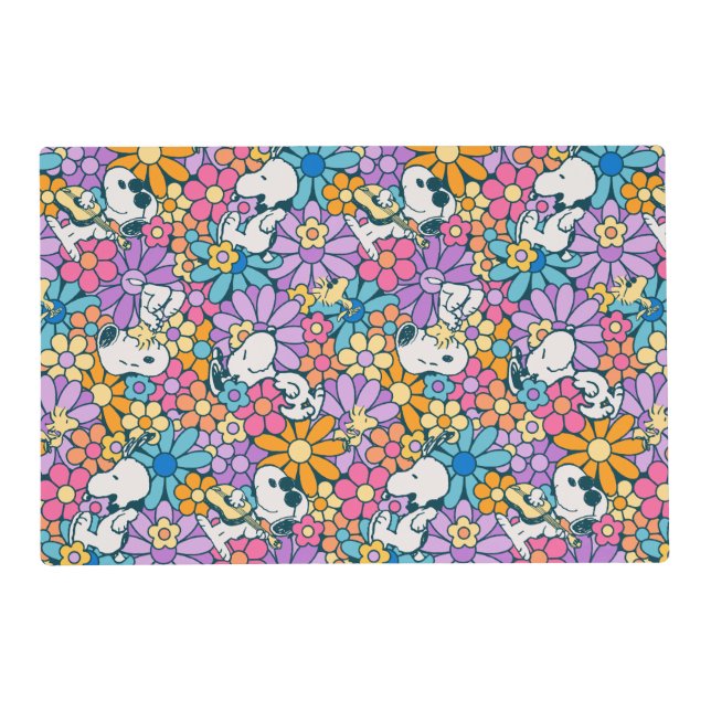 Snoopy & Woodstock Flower Pattern Placemat (Front)
