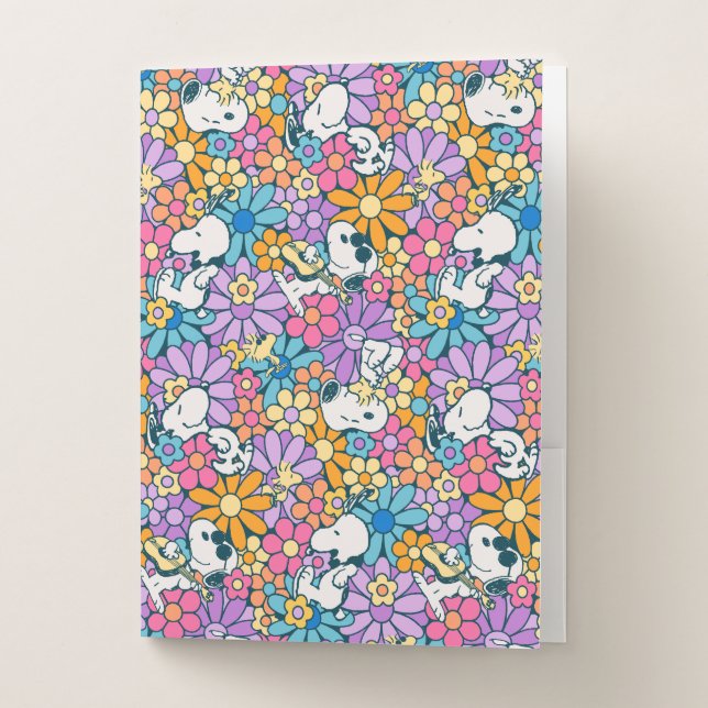 Snoopy & Woodstock Flower Pattern Pocket Folder (Front)