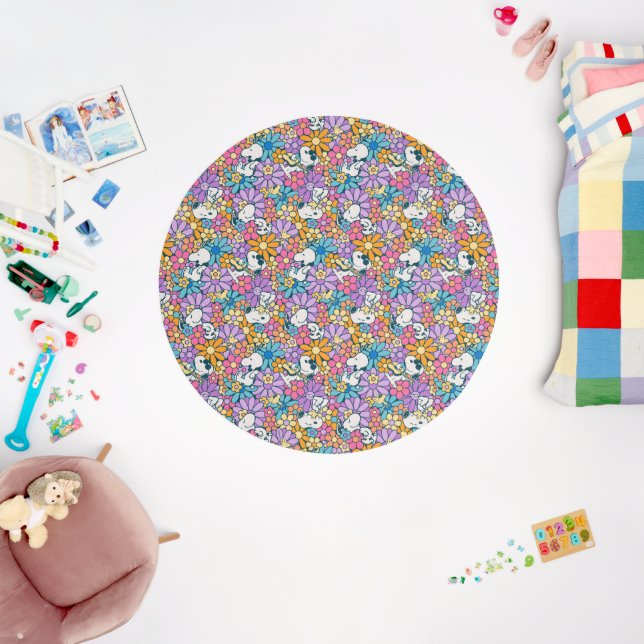 Snoopy & Woodstock Flower Pattern Rug (Insitu (Babyroom))