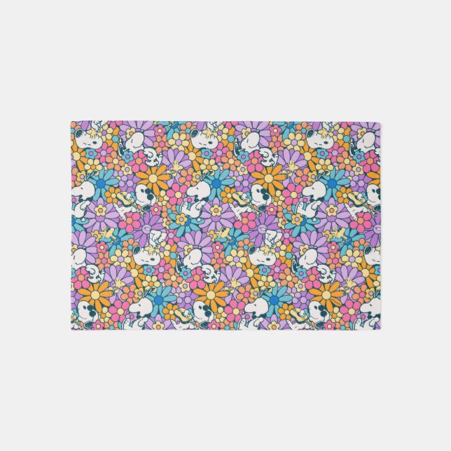 Snoopy & Woodstock Flower Pattern Rug (Front)