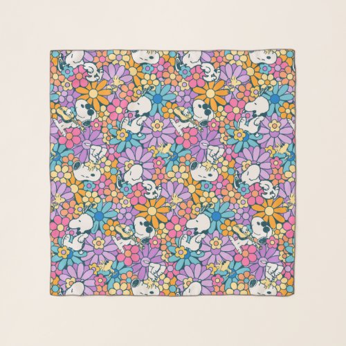 Snoopy  Woodstock Flower Pattern Scarf