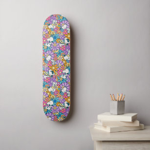 Snoopy & Woodstock Flower Pattern Skateboard