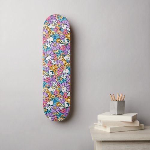 Snoopy  Woodstock Flower Pattern Skateboard