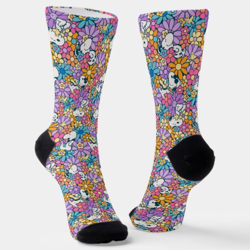 Snoopy  Woodstock Flower Pattern Socks