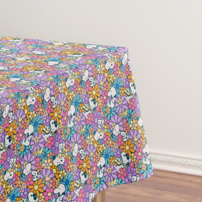 Snoopy & Woodstock Flower Pattern Tablecloth (In Situ)