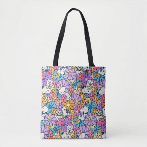 Snoopy  Woodstock Flower Pattern Tote Bag