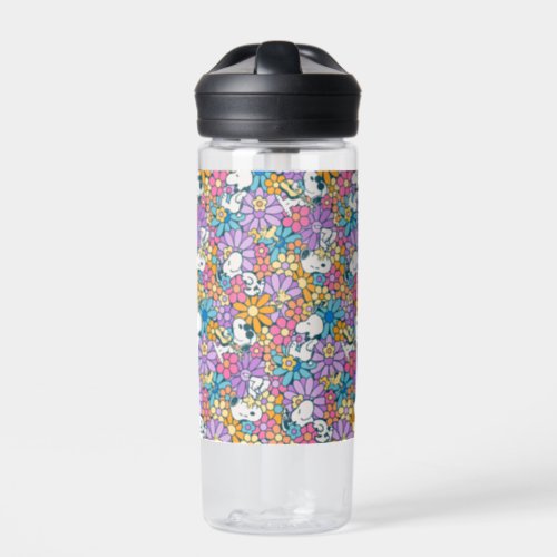 Snoopy  Woodstock Flower Pattern Water Bottle