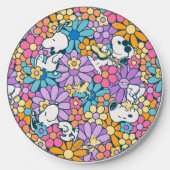 Snoopy & Woodstock Flower Pattern Wireless Charger (Front)