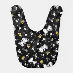 Snoopy & Woodstock Fun & Flowers Baby Bib