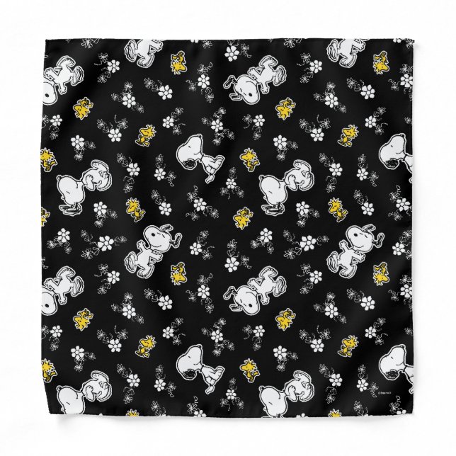 Snoopy & Woodstock Fun & Flowers Bandana (Front)