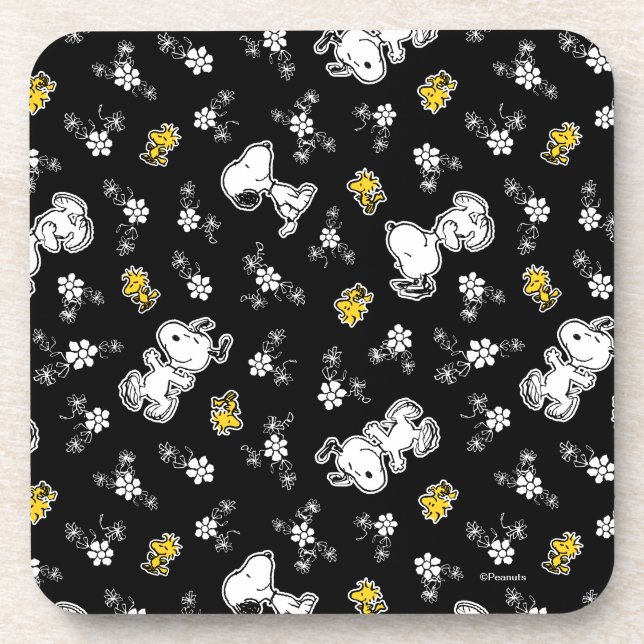 Snoopy & Woodstock Fun & Flowers Beverage Coaster (Front)