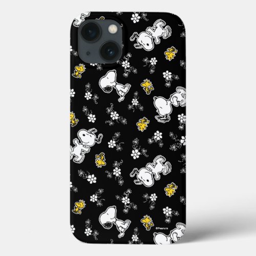 Snoopy  Woodstock Fun  Flowers iPhone 13 Case