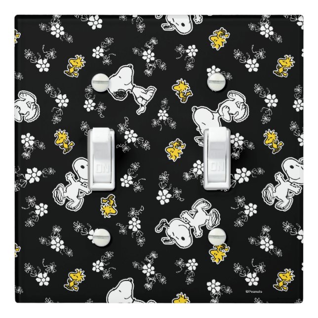 Snoopy & Woodstock Fun & Flowers Light Switch Cover (In Situ)