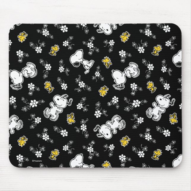 Snoopy & Woodstock Fun & Flowers Mouse Pad (Front)