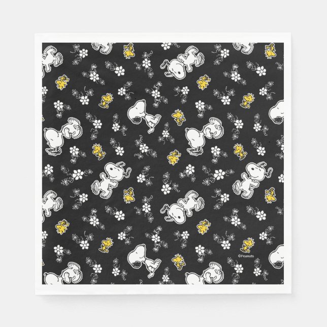 Snoopy & Woodstock Fun & Flowers Napkins (Front)