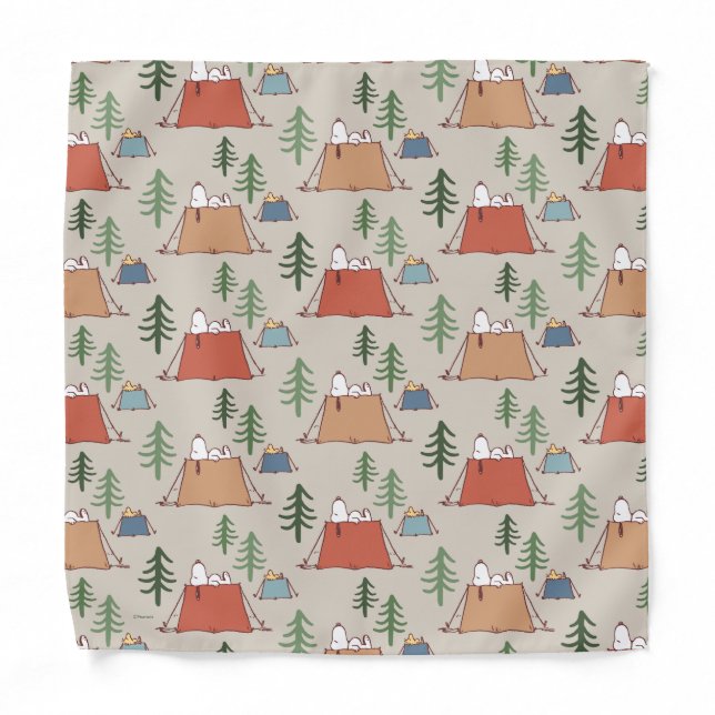 Snoopy & Woodstock Go Camping Pattern Bandana (Front)