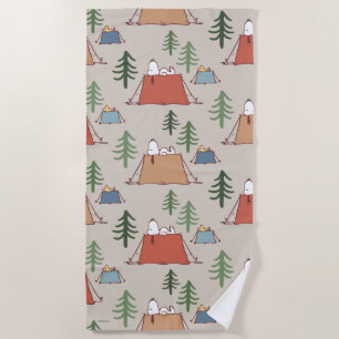 Snoopy & Woodstock Go Camping Pattern Beach Towel