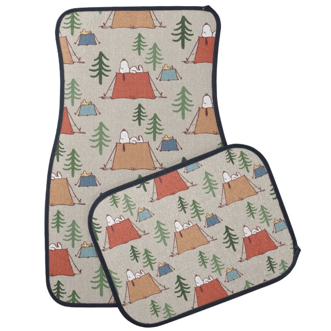 Snoopy & Woodstock Go Camping Pattern Car Floor Mat (Set)
