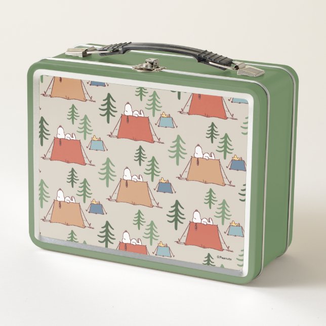 Snoopy & Woodstock Go Camping Pattern Metal Lunch Box (Front)