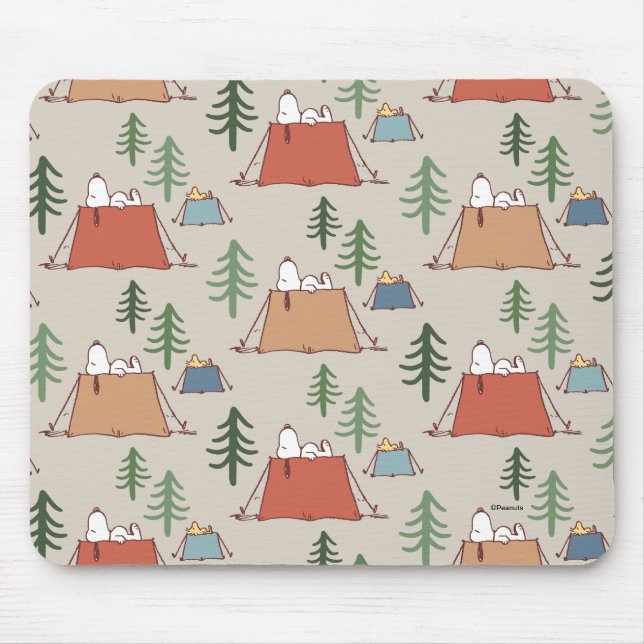 Snoopy & Woodstock Go Camping Pattern Mouse Pad (Front)