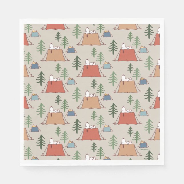 Snoopy & Woodstock Go Camping Pattern Napkins (Front)