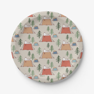 Snoopy & Woodstock Go Camping Pattern Paper Plates