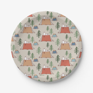 Snoopy & Woodstock Go Camping Pattern Paper Plates