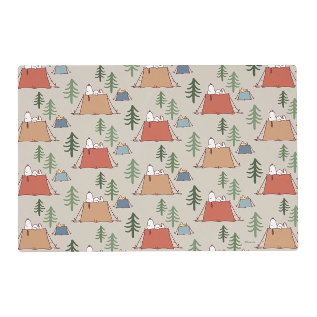 Snoopy & Woodstock Go Camping Pattern Placemat (Front)