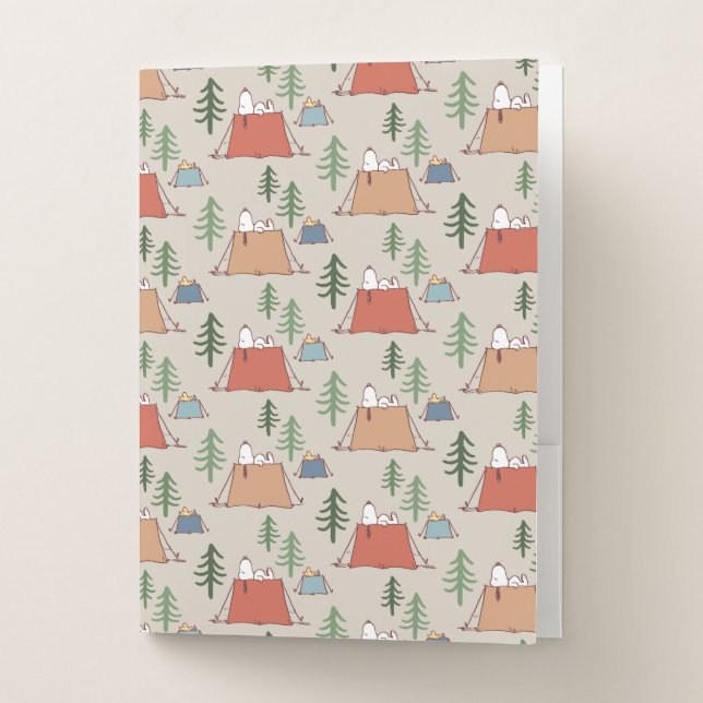 Snoopy & Woodstock Go Camping Pattern Pocket Folder (Front)
