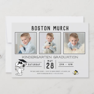 Snoopy & Woodstock Graduation with 3 Photos Invitation
