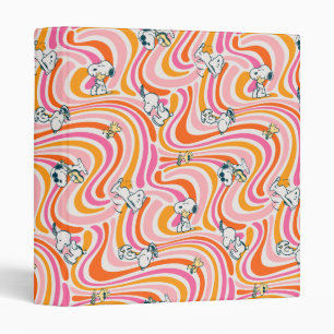 Snoopy & Woodstock Groovy Vibes Orange Pattern 3 Ring Binder