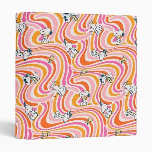 Snoopy  Woodstock Groovy Vibes Orange Pattern 3 Ring Binder