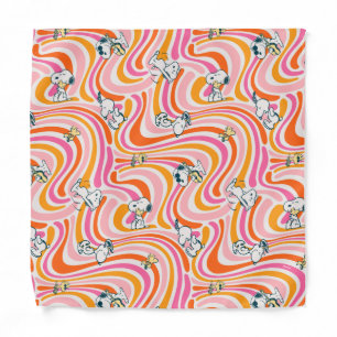 Snoopy & Woodstock Groovy Vibes Orange Pattern Bandana