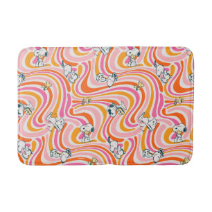 Snoopy & Woodstock Groovy Vibes Orange Pattern Bath Mat