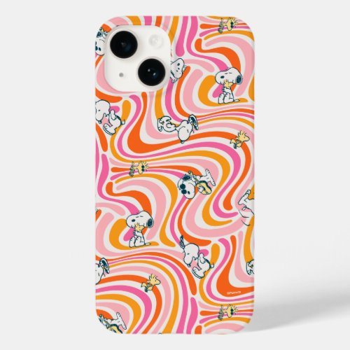 Snoopy  Woodstock Groovy Vibes Orange Pattern Case_Mate iPhone 14 Case